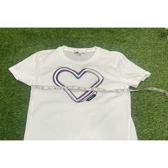 Carven Embroidered Heart White Short Sleeve T-Shirt Size S - Picture 9 of 9